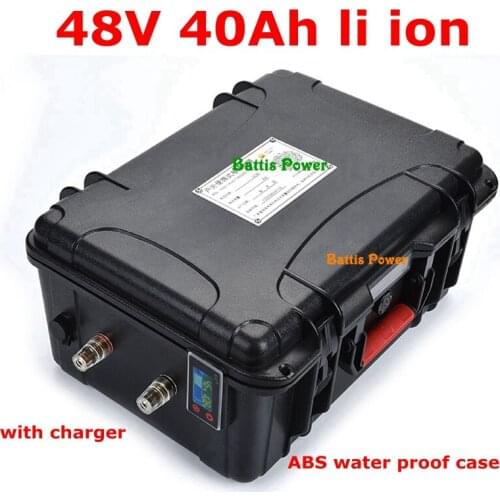 Waterproof 48v 40ah lithium battery li-ion BMS for e-bike scooter 2000w motor Solar inverters air conditioning + 5A charger