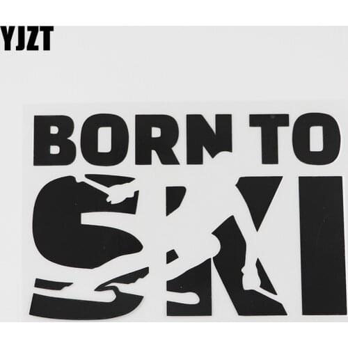 YJZT 14.6CMX9.6CM Fun Born To Ski Extreme Winter Sport Vinyl Car Sticker Black/Silver 8A-0695