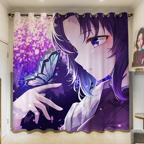 Anime Blackout Curtains Japan Cartoon Manga Demon Slayer Window Drapes Custom 3D Printed Bedroom Living Room Boy Kids Gifturtain