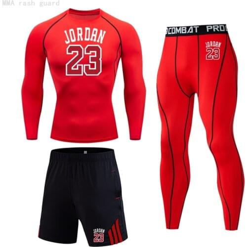 Winter Sweatsuit Mens Warm Base Layer Underwear Fitness Clothing Jordan 23 tights Tracksuit Jogging Set Men Thermal underwear