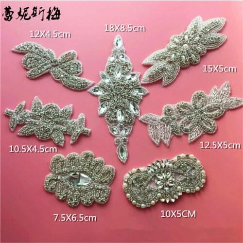 1Pc Bling Bling Handmade Iron On Crystal Clear Rhinestone Applique for Wedding Ornaments Waist Baby Girl Hair Accessories RT095