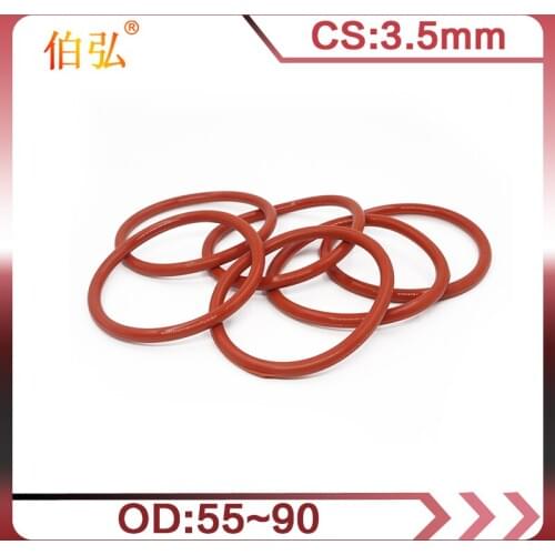 1PC/lot Red Silicon O-Ring Silicone/VMQ CS 3.5mm OD55/90mm Rubber ring Seal Silicone Sealing Strip Gasket Sanitary Washer