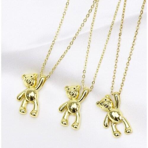 10 Pcs Balloon Cartoon Bear pendant Necklace TIny Gold Bear Pendant necklace jewelry Necklace New design Necklace fashion 8508