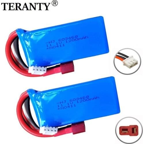 2PCS 11.1V 1200MAH 603468 lithium battery with T plug for WLtoys WL915 High Speed RC F1 Racing Boat