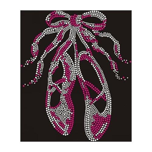 2pc/lot Pink Ballet Shoes applique patches sticker Hotfix iron on crystal transfers design iron on patches