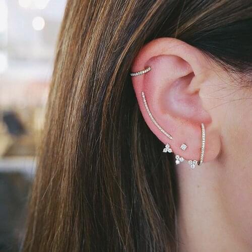 2019 geometric round circle three cz cubic zirconia fashion jewelry drop shipping rose gold silver color fashion dainty earringS