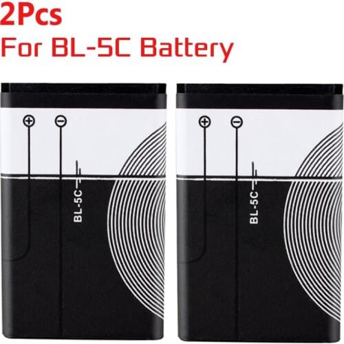 2x 1020mah BL-5C Li-lon Battery For Nokia 1112 1208 1600 1100 1101 n70 n71 n72 n91 e60 N-Gage Phone Replacement Battery Batteria