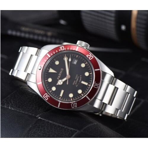 41mm Parnis Sapphire Crystal Japanese 21 jewels Automatic Self-Wind Movement Mechanical watches 5Bar Luminous Mens watches 17pa