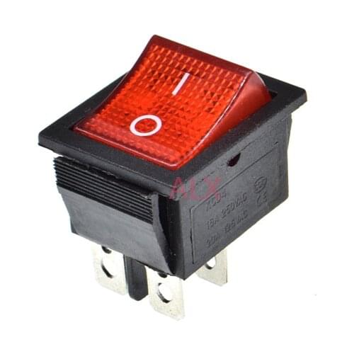 5PCS KCD4-201n 4PIN red Push Button with light rocker Switch ON/OFF power switches 16A/250V 20A/125V 25*31MM 25*31 4 pin