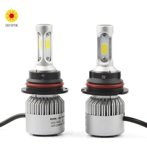 9004 HB1 Hi Lo Car LED Headlight 2PCS High Power Bulb Super Bright Beam 72W COB Chips 6000K White Auto Repalcement Headlamp