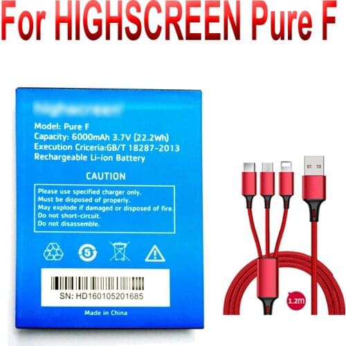 6000mAh Pure F Battery For Highscreen Boost 2 Boost2 Smartphone