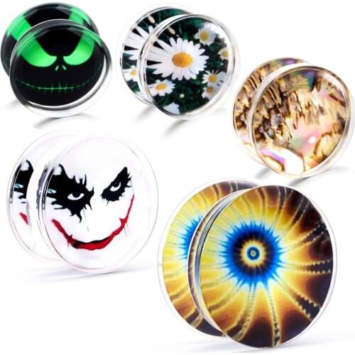 Acrylic Ear Plug Tunnels Cute Ear Expanders Fit Ear Flesh Tunnel Gauges Piercing Mixed Styles Ear Stretcher Jewelry Clear Skull
