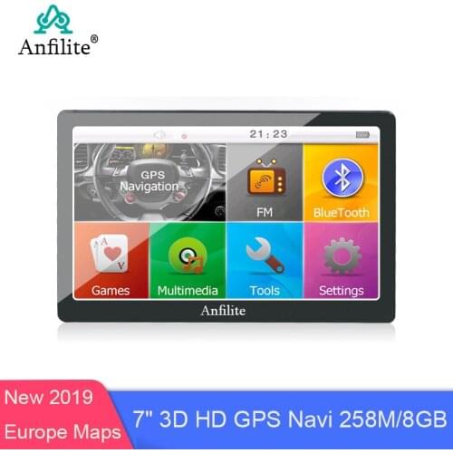 Anfilite 7 Inch GPS Navigation Car Truck Navigator 256M+8GB FM SAT NAV Navitel Russia Map 2018 Europe America Asia Africa Maps