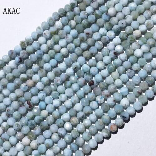2strands Approx2.8mm natural larimar faceted loose beads for Jewelry diy making design wholesale