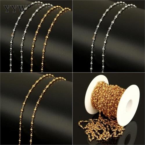 10m/Spool DIY Stainless Steel Making Chain With Round Bead Ball Gold Original Color Metal Chain For Women Men Necklace Bracelets