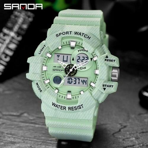 SANDA Japan Movement Quartz Digital Male Clock Waterproof Military Army Cowboy Men G style Sports Watches Relogio Masculino