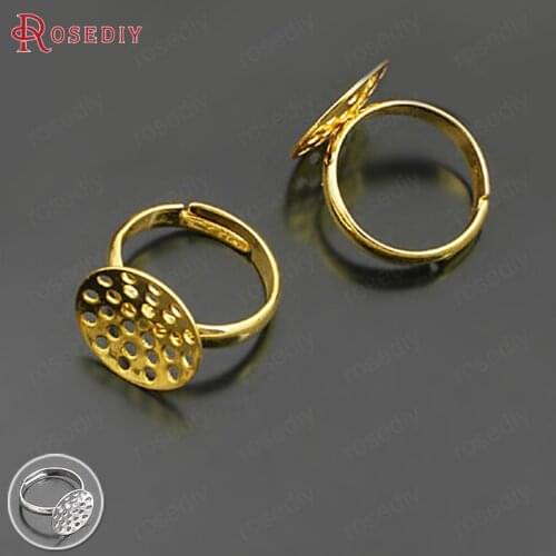 10PCS Disk:14MM 18MM Quality Gold Color Brass Rings Trays Ring Base Diy Jewelry Findings Accessories Wholesale