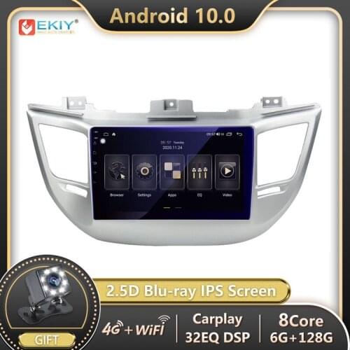 EKIY 6+128G 8 CORE For Hyundai Tucson 3 2015-2018 Android 10 Car Radio Multimedia Blu-ray IPS Screen Navi GPS BT Stereo no 2din