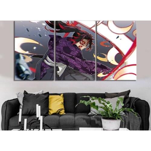 3 Piece Decorative Painting Poster New Fashion Office Home Mural Kimetsu No Yaiba Kokushibo Anime Painting Fanxin Wholesale