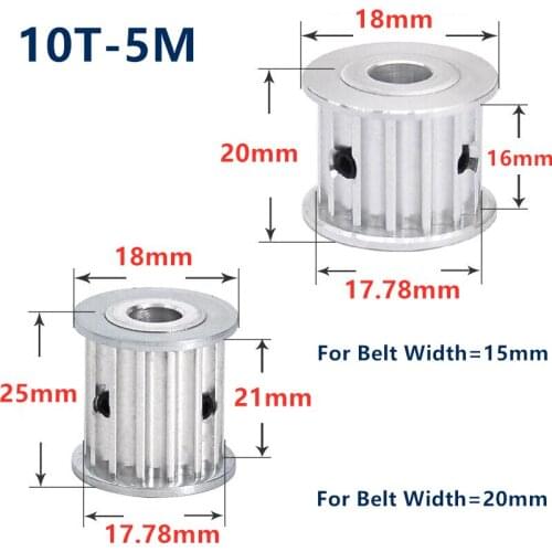HTD 5M 10 Teeth Synchronous Timing Pulley Bore 5/6/6.35/7mm for Width 15/20mm HTD5M Belt gear 10-5M-15 AF 10Teeth 104T