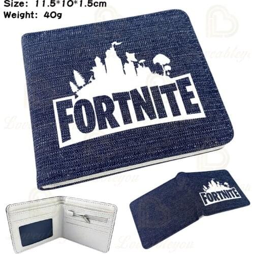 Game Wallet Fortnite Denim Wallet Men Bifold Short Wallet Children Boys Coin Purse Fashion Card Bag Money Clip Birthday Gift
