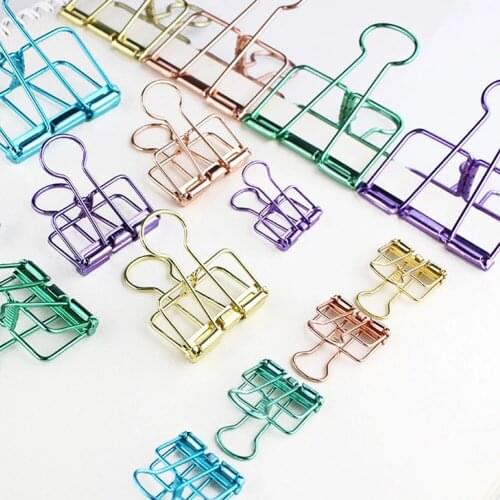 INS 8 Colors 3 Sizes Colorful Paper Metal Clips Basic Binder Clips Stationery Decor Clips Office Study Binder Clips