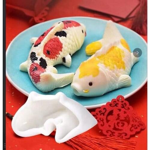 Carp Fondant Cake Silicone Mold Mousse cake silicone mold Baked diy carp goldfish chocolate cake mold Kitchenware