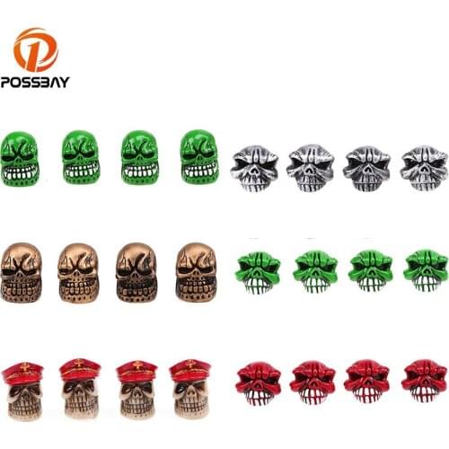 POSSBAY Skull Head Car Wheel Tire Valve Caps Universal Auto Tyre Dust Cover Motorcycle Bicycle Air Cover Coche Accessories