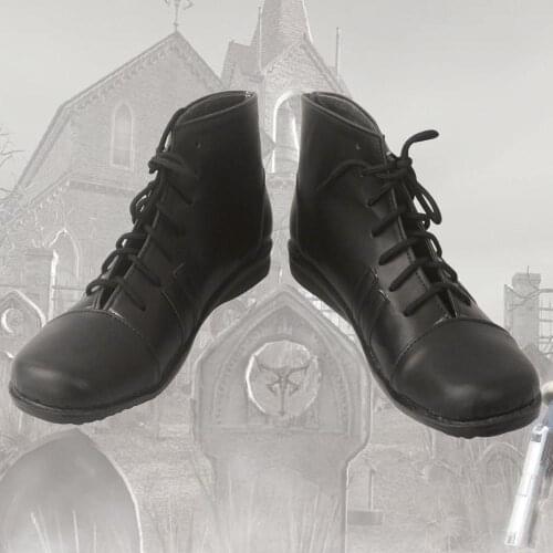 Leon Scott Kennedy Cosplay Shoes Black Boots Customized Leather Shoes for Adults and Kids
