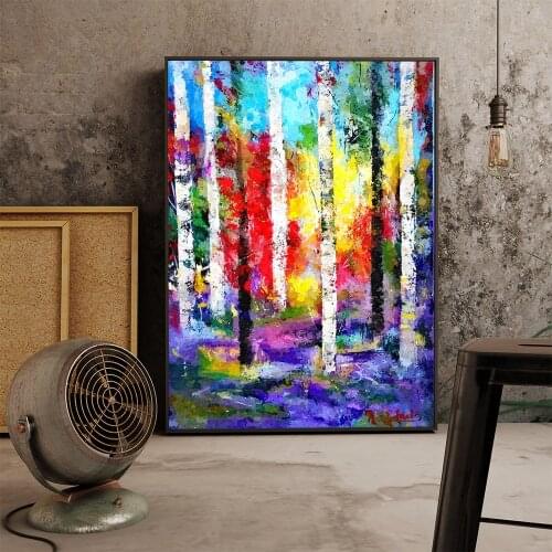 Oil Paintings Plant Canvas Printing Wall Decor Wall Art Colorful Modern Abstract Tree Painting Stretched For Living Room