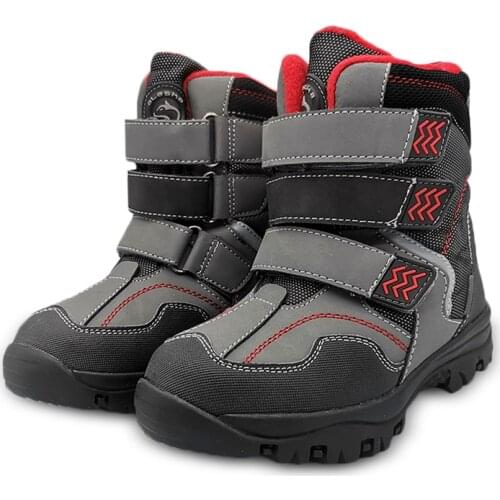 Fashion 1pair Anti-Slippery Winter Warm Wool Snow Boots Waterproof Ski Children Boot Boy Leather -40 or -30 degrees Kid Boy Boot