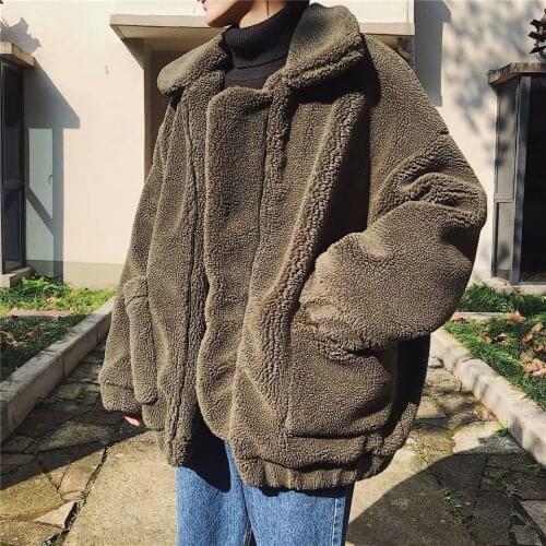 Men Solid Color Casual Style Fake Fur Coat Winter Thicken Warm Teddy Bear Coat And Outcoat