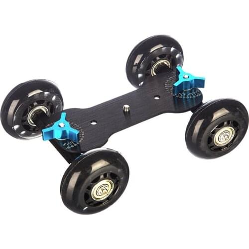 Tabletop Mobile Rolling Slider Dolly Car Skater Video Track Rail for Speedlite DSLR Camera Camcorder Rig (Black)