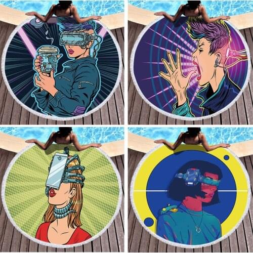 Technology Pattern Character Printing Beach Towel Microfiber Digital Swimming Pool Beach Towel Toalla Blanket Shower Beach Towel