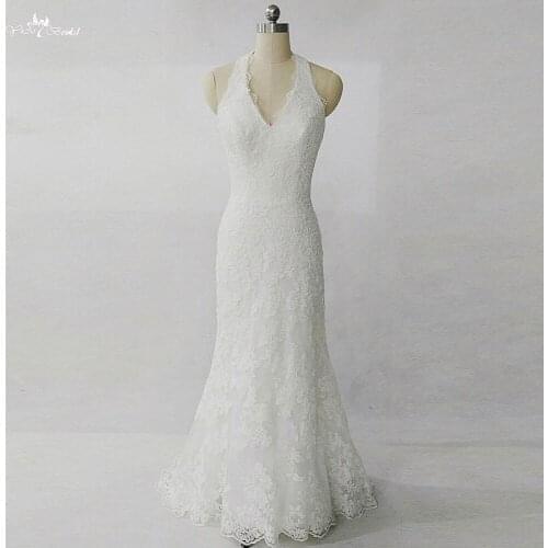 RSW1285 Halter Neckline Lace Backless Wedding Dress Mermaid Wedding Gowns