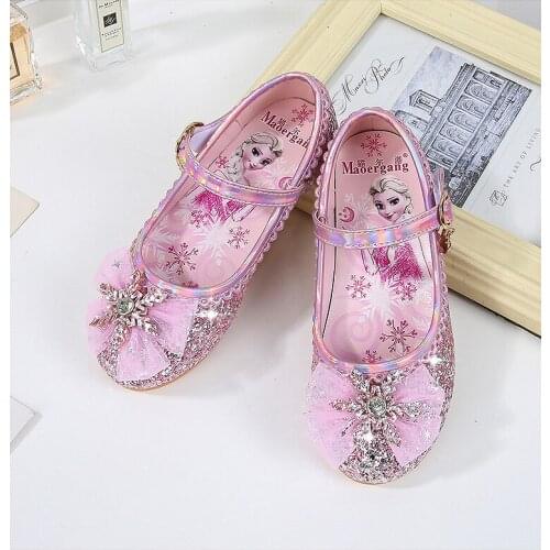 2021 Disney Frozen Elsa Sandals for Girls Children Party Dancing Shoes Kids Frozen Princess Sandals Shining Sandals Flat Sandals