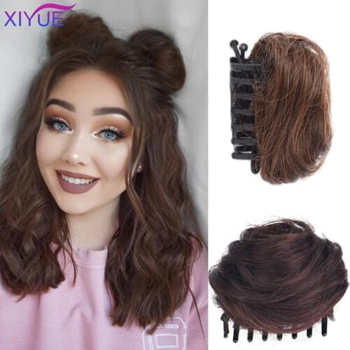 XIYUE Womens Hair Buns Synthetic Curly Chignon Ombre Claw Hair Messy Buns Updo Cover Hairpieces