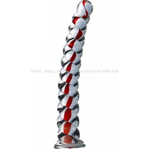 CW0176 Spiral Penis Dildo Glass 19cm Long Thick Sex Toy