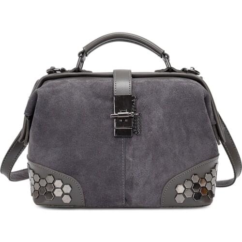 Luxury Women Suede Leather Handbag Fashion Rivet Women Bag Crossbody Bags for Women 2020 Frosted Soft Leather Shoulder Bag Women