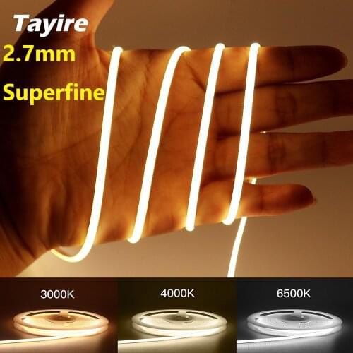 Superfine 2.7MM COB LED Strip 480LEDs/m Soft Flexible 12V Light Bar Warm White Cold White for Decor Lighting 3000K 4000K 6500K