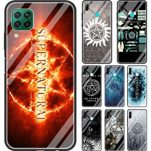 Supernatural logo Glass Phone Case for Huawei P30 P40 Pro P20 P10 Lite P Smart Z Y7 Y9 Y6 2019 for Honor 8X 20 9X Cover