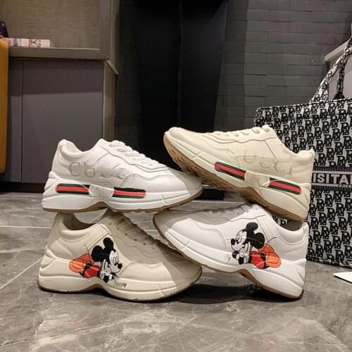 Disney Mickey Shoes Girls New Leather Sneakers Women Running Casual Womens Fashion Brand platform Shoes Student shoes size35-40