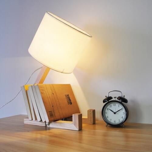 Solid Wooden table lights creative lovely raw wooden lamp bedside bedroom study bar warm light decorative lamp wall lights ZA