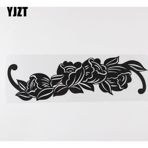 YJZT 24.7CM×7.3CM Cute Wreath Silhouette Flowers Decal Vinyl Car Sticker Black/Silver 8A-1182