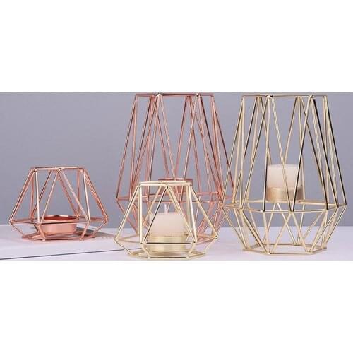 Nordic Style Iron Geometric Candle Holders Home Decoration Metal Crafts Candle Cup Table Home Decor
