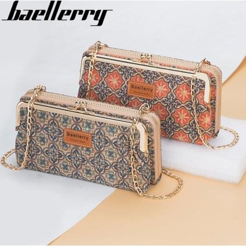 New Design Vintage Printing Lady Clutch Bag Women Coin Pocket Large Capacity Card Holder Pu Leather Cross Body Long Wallet Phone