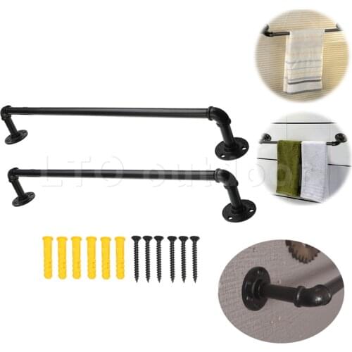 1/2 Piece DIY Industrial Iron Pipe Shelf Bracket Hanger Towel Bar Black Wall-mounted Retro Furniture Decoration Hardware