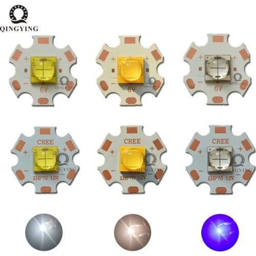 10pcs Cree XHP70 18W LED Diodes 6V 12V 1.5A 3A Warm White Cold White Blue 3000K 6500K With 20mm DTP Copper Base PCB Light Source