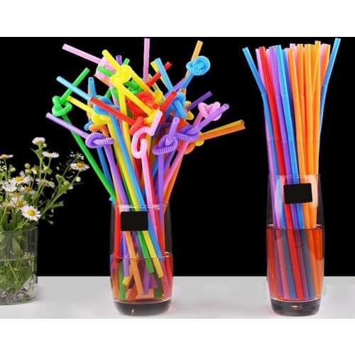 100Pcs/Bag Drinking Straws Eco-friendly Portable Flexible Disposable Plastic Drinking Straws Single individually straw