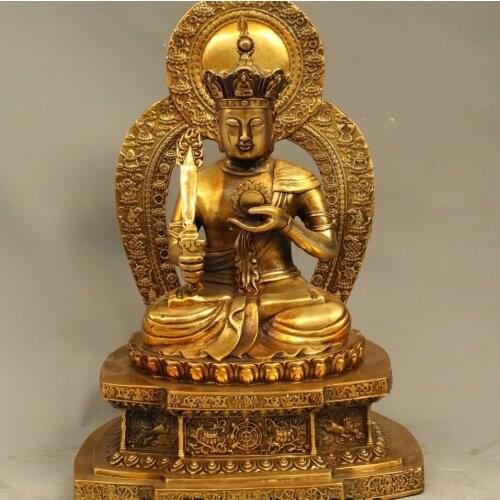 11“ Chinese Bronze Gild Technics Japanese Buddhism Fudo Myo-o Acalanatha Buddha 27cm